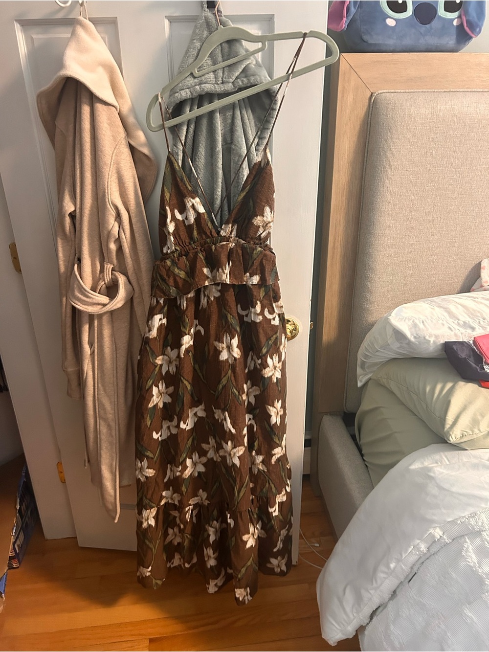 a new day Brown Floral Maxi Dress with White Blossoms